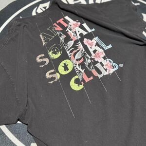 Black Anti Social Social Club Faded Graphic Tee Shirt